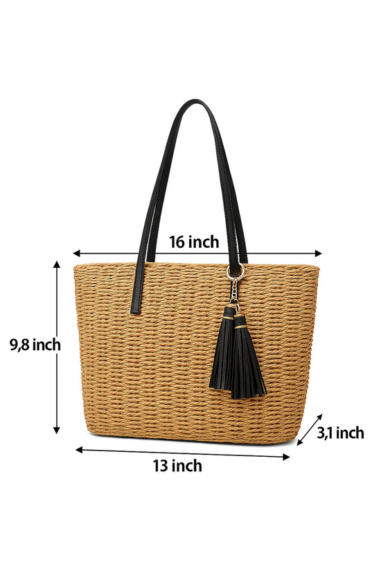 YXILEE tote bag — Woven summer straw design with shoulder strap
