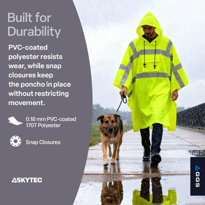GGS rain poncho — high visibility and waterproof design with drawstring hood