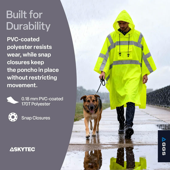 GGS rain poncho — high visibility and waterproof design with drawstring hood