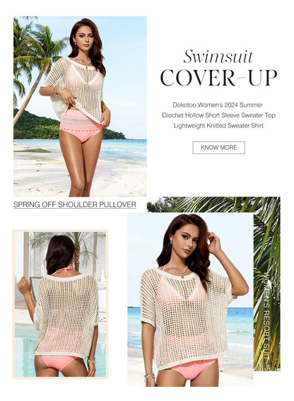 Dokotoo sweater — Casual crochet hollow out design for summer wear