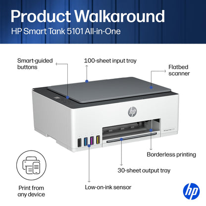HP Smart-Tank wireless printer — includes up to 2 years of ink