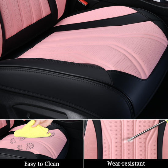FLORICH automotive front seat covers - waterproof pink and black leather seat covers 2 packFLORICH automotive front seat covers - waterproof pink and black leather covers 2 pack