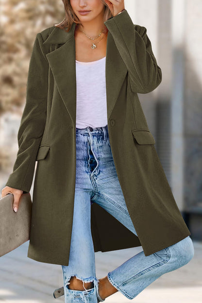 Blazer — Women's long sleeve lapel design with pockets and loose fit