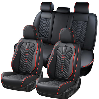 Coverado seat covers - waterproof nappa leather for 5-seat cars in black and red
