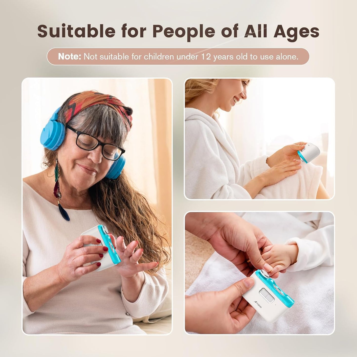 Electric Nail Clipper, 2-in-1 Automatic Nail Clipper, Electric Nail Trimmer 2-Speed 40DB Baby Nail Trimmer with LED Light,for All Ages Baby,Kids,Adults,Seniors,Manicure Set,Baby Nail Kit Portabl