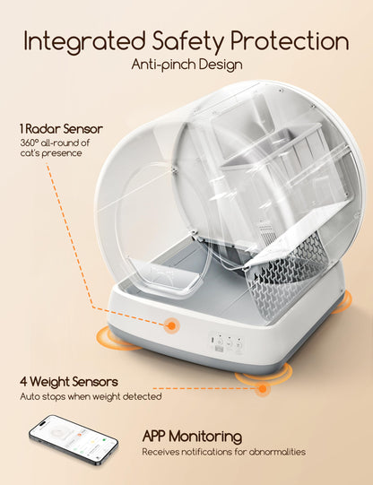 MeoWant litter box — self-cleaning with APP control and safety protection features