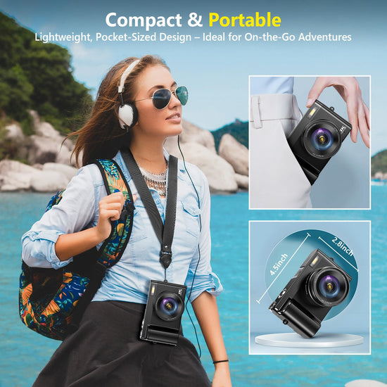 Digital camera — 64MP autofocus vlogging camera with flip screen and 16X zoom