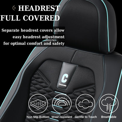 Coverado car seat covers - breathable faux leather for 5 seats in black and blue