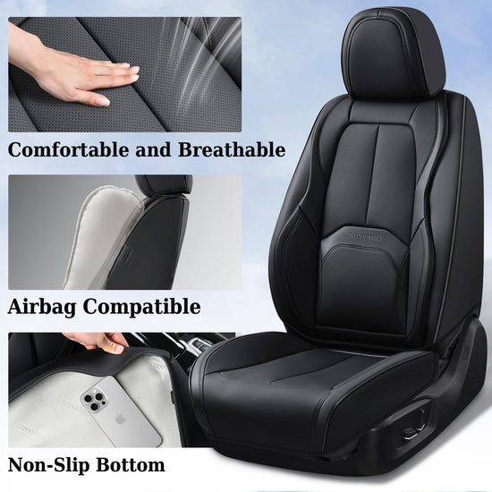 Coverado automotive seat cover — luxury leather with lumbar support and waterproof design