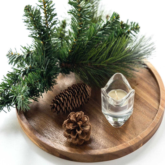 Tray — Round wooden candle holder for home decor and serving