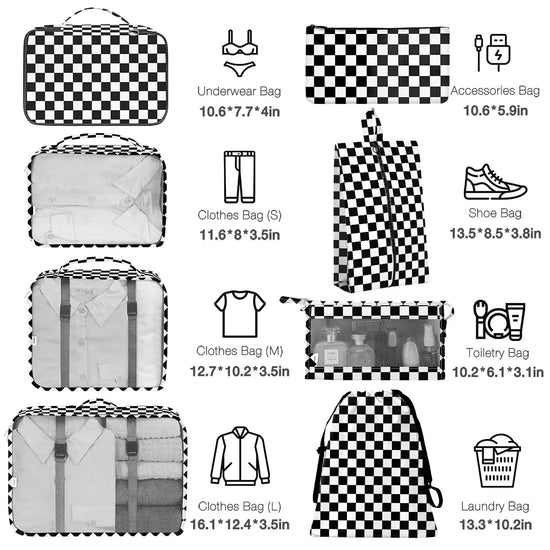 Storage bag — packing cubes with shoe and cosmetics bags for travel organizers