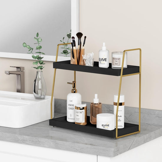 Forbena 2 tier shelf — countertop organizer for bathroom and kitchen storage