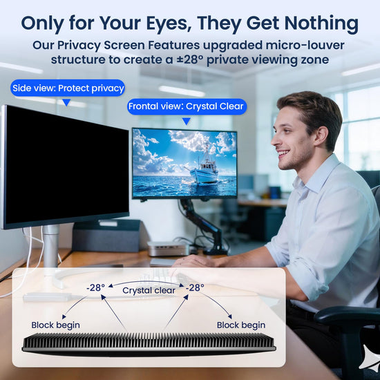 AEGIVIXE Magnetic Monitor Privacy Screen Filter 24 Inch for Computer 16:9 Aspect Ratio, Hanging Anti Blue Light Shield Eyes Protection, Removable Blackout Anti Spy Security Protector