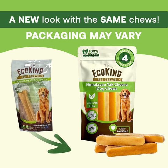 EcoKind Premium Yak cheese chew for large breed dogs, all natural and high protein.