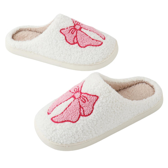 QBRIUQZP slippers — Floral memory foam plush with cartoon design and fur lining
