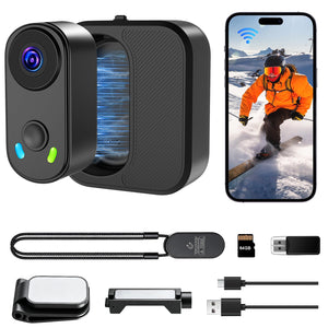 UYIKOO Mini Body Action Camera with Charging Case, FHD 2K, 64GB Thumb Size Small POV Camera with WiFi, 360min Runtime, Tiny Wearable Magnetic Camcorder for Work Vlogging Travel Pet Cycling