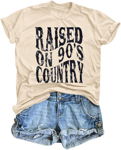Raised on 90s country shirt - Vintage graphic short sleeve tee for women