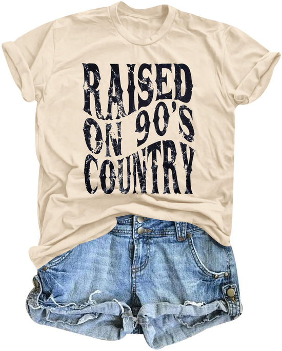 Raised on 90s country shirt - Vintage graphic short sleeve tee for women