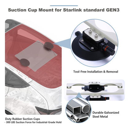 300LB Heavy Duty Suction Roof Mount for Starlink Standard 4 / 4X / Gen 3
