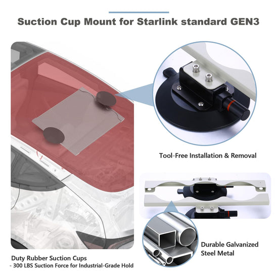 300LB Heavy Duty Suction Roof Mount for Starlink Standard 4 / 4X / Gen 3