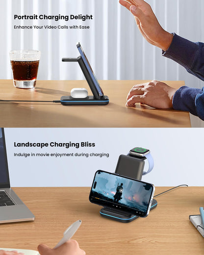 Charging adapter — GEEKERA 3 in 1 wireless charger for iPhone, Apple Watch, AirPods Pro