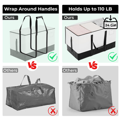 StorageWorks storage bags — extra large lidded bins with reinforced handles
