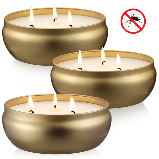 Tuyai Citronella Candles Outdoor and Indoor, 3 Pack 3-Wick Scented Candles Gift Set, Natural Soy Wax Candle