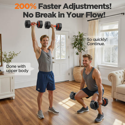 Dumbbell set — Adjustable weights with storage box and anti-slip grip 110lbs/50lbs