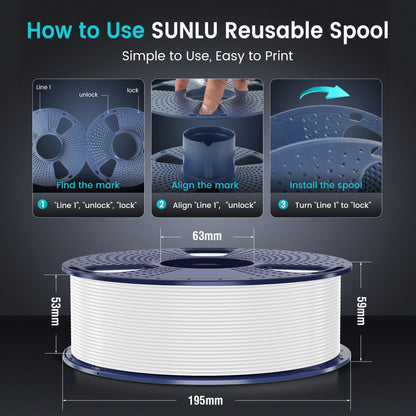 SUNLU PLA Plus filament - 1.75mm black 1kg spool with dimensional accuracy +/- 0.02 mm