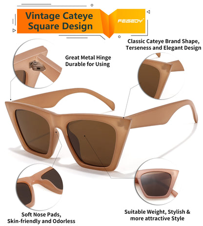 FEISEDY vintage square cat eye sunglasses with trendy design B2473