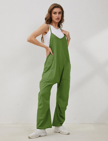 Overall — V neck sleeveless harem with adjustable straps and pockets by Lentta