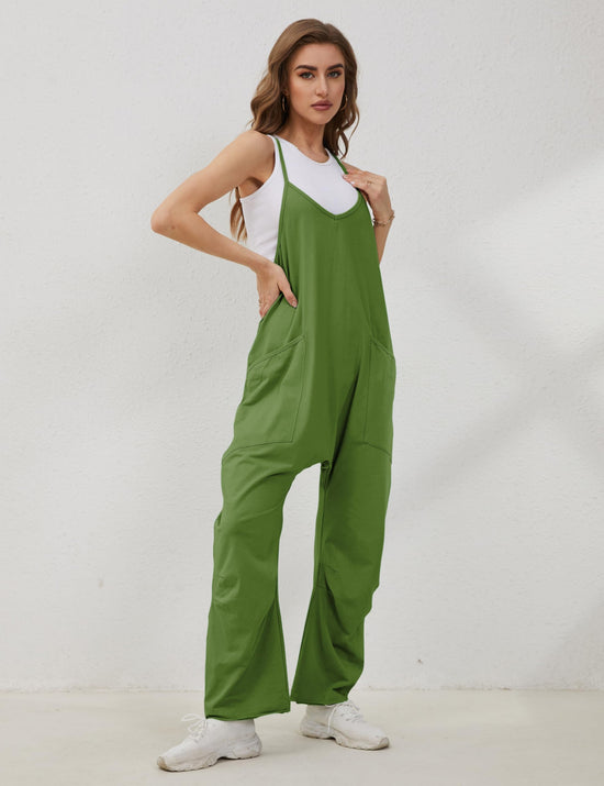 Overall — V neck sleeveless harem with adjustable straps and pockets by Lentta