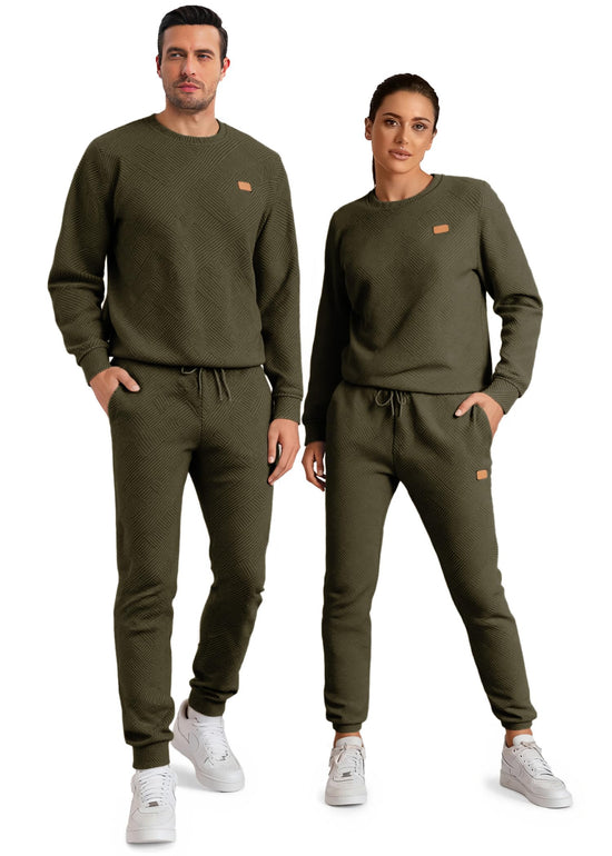 Track suit — JMIERR 2 piece knit jacquard pullover and joggers set with pockets