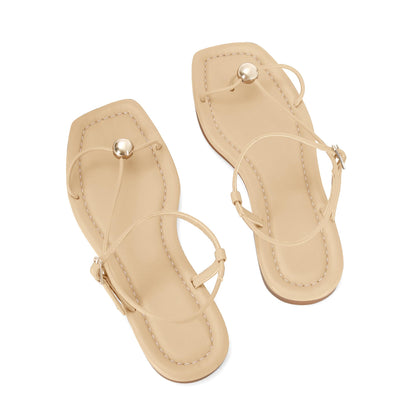 GTBINGGO strappy flat sandals - Comfortable open square toe design