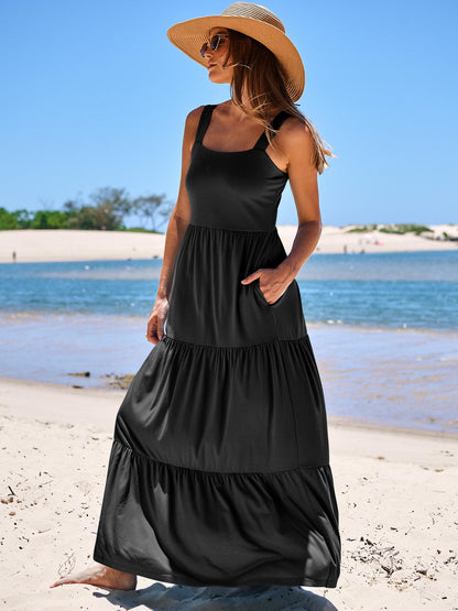 Dress — Sleeveless tiered maxi with pockets by ANRABESS