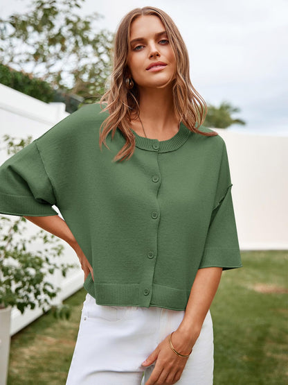 Cicy Bell women's cardigan sweater - lightweight ribbed knit summer top