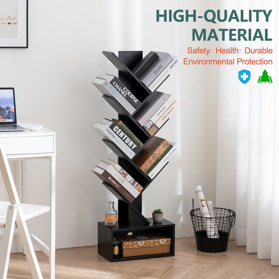 Yoobure shelf - Retro floor standing bookcase with 6 shelves in rustic brown