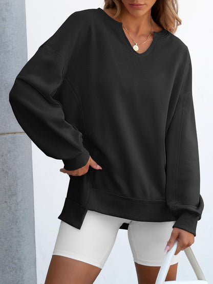 ANRABESS women's oversized sweatshirt - long sleeve V neck tunic top for fall
