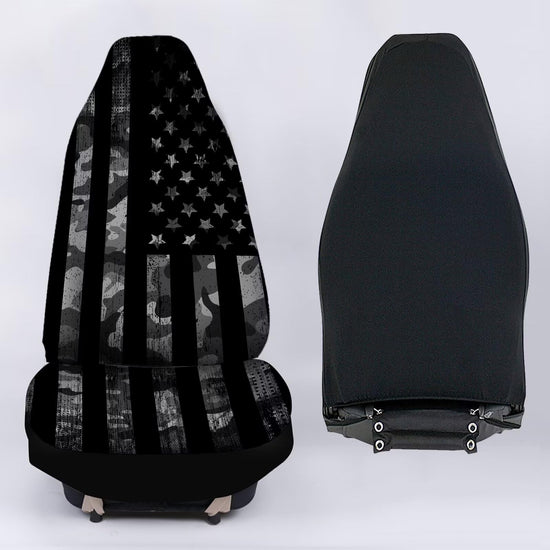 gearider vehicle seat cover - black camouflage with USA flag print, waterproof design