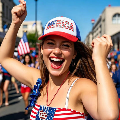 Labrostar 4th of July Hat Fourth of July Accessories American Flag Hat 4th of July Accessories Adjustable USA Hat Trucker Hats for Men Women Teen