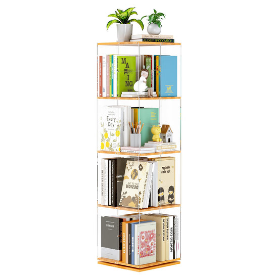 TAKEKIT bookshelf — 360 degree rotating design with clear acrylic and solid wood