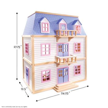 Miniature toy building — Melissa & Doug wooden multi-level dollhouse for kids