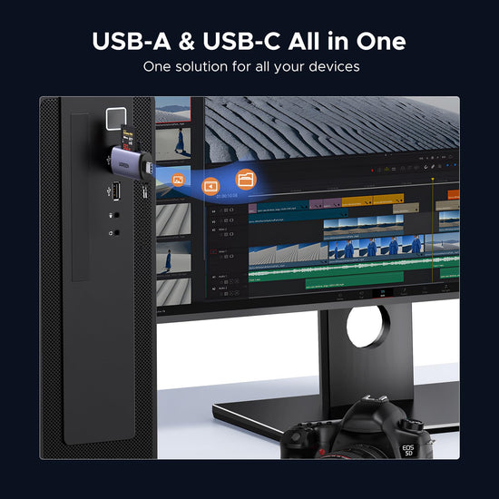 UGREEN memory card reader — 2 in 1 USB C and USB 3.0 compatibility with devices