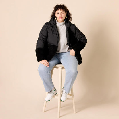 Amazon Essentials outerwear - women's full-zip sherpa fleece hooded puffer jacketAmazon Essentials outerwear - women's full-zip sherpa fleece jacket