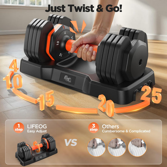 Dumbbell set — Adjustable weights with storage box and anti-slip grip 110lbs/50lbs