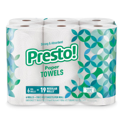 Paper towel — Ultra-strong premium, flex-a-size, 158 sheets, 12 rolls, white