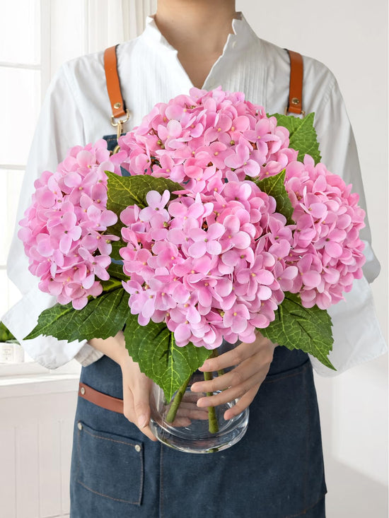 JINWOE artificial hydrangea flowers — lifelike latex silk real touch faux bouquet for home and events