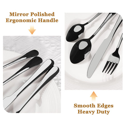 Astercook flatware set — food-grade stainless steel with steak knives included