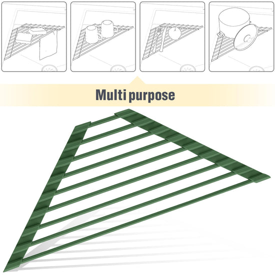 Tomorotec drying rack — compact silicone-coated triangle design for sink corner