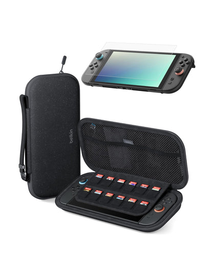 Gaming equipment enclosure — Belkin travel bag with AirTag holder and game card pocket